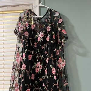Floral Embroidered Black Dress